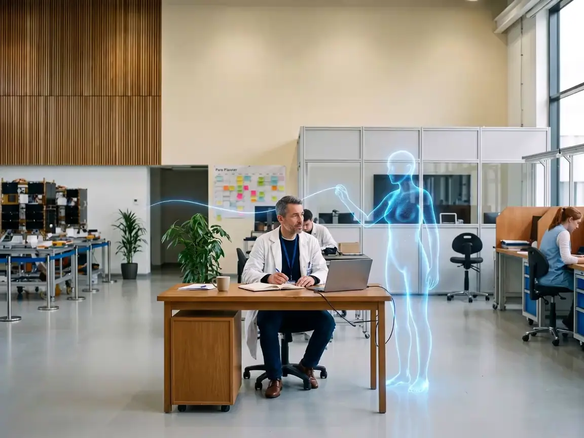 Somebody at their desk with the agent that belongs to their profile working alongside them
