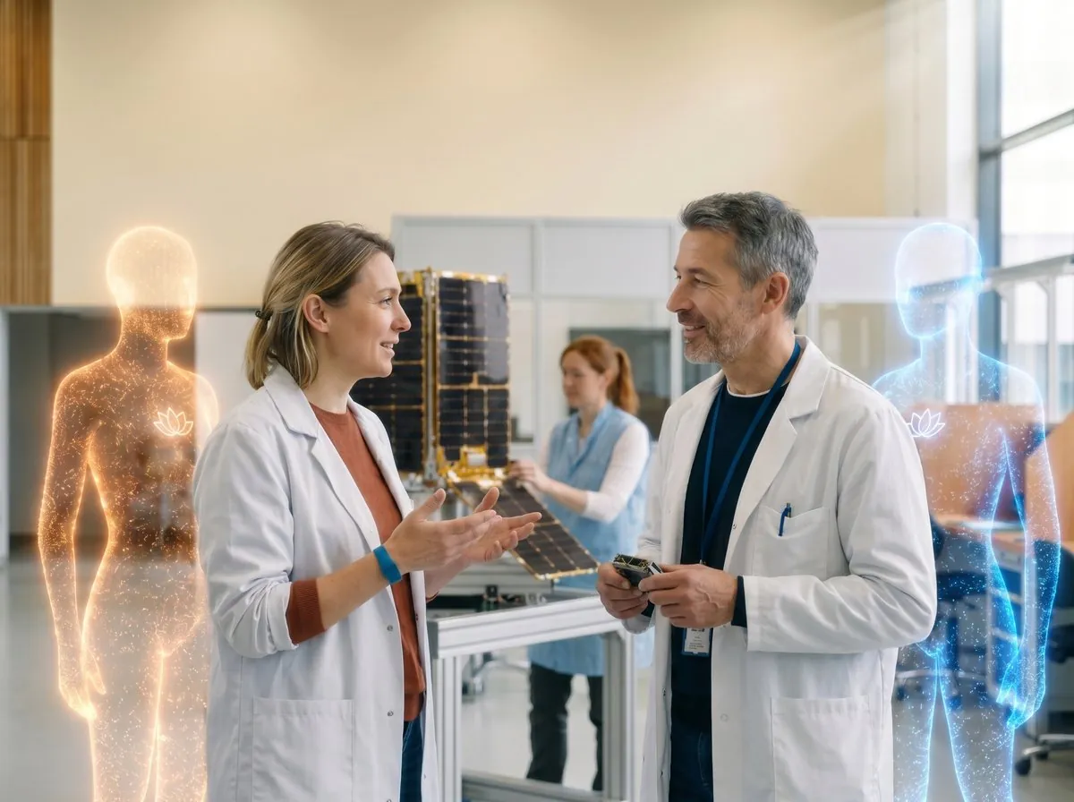 Twee collega’s aan het werk, ieder met een eigen AI-agent ernaast